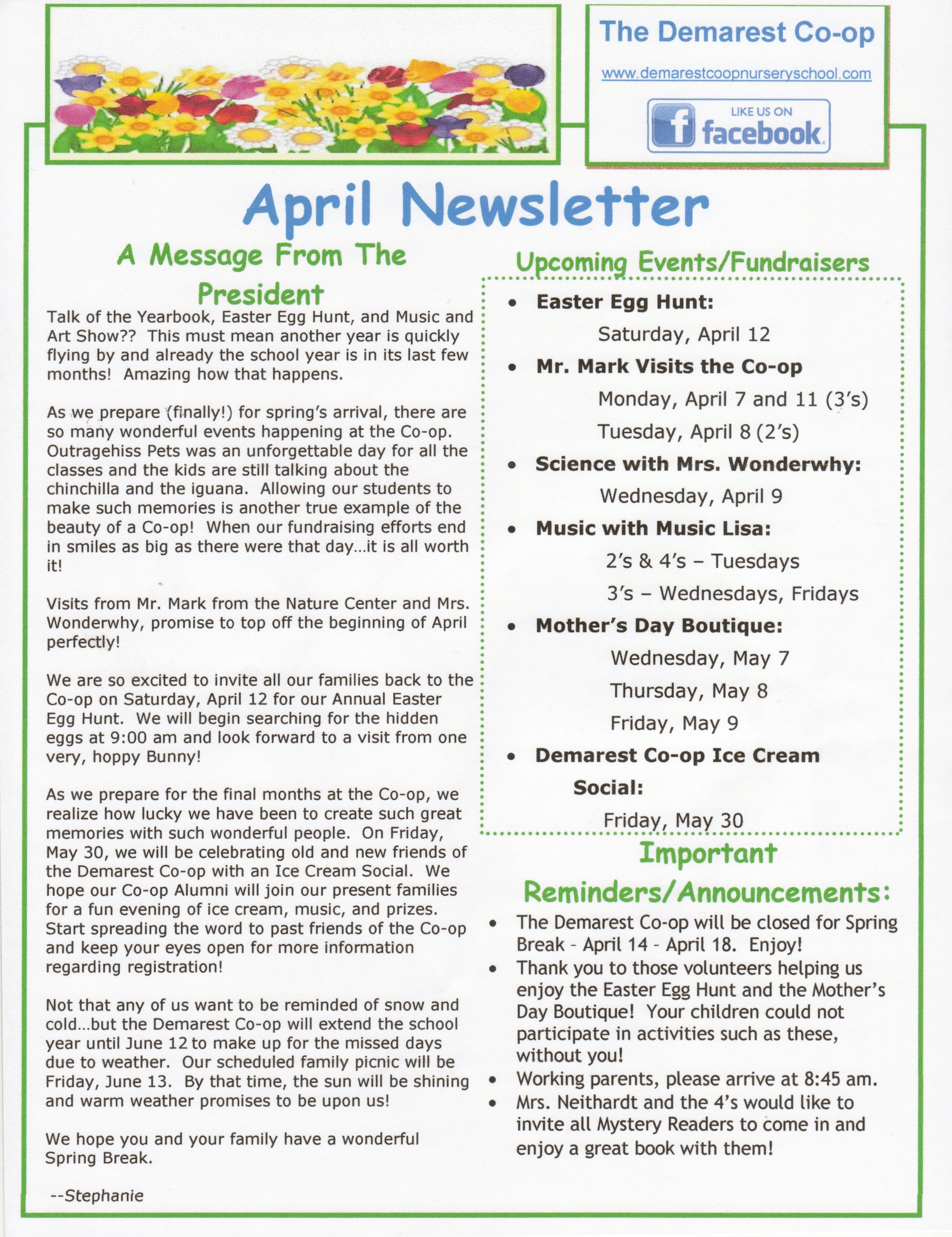 April 2014 Newsletter pg.1